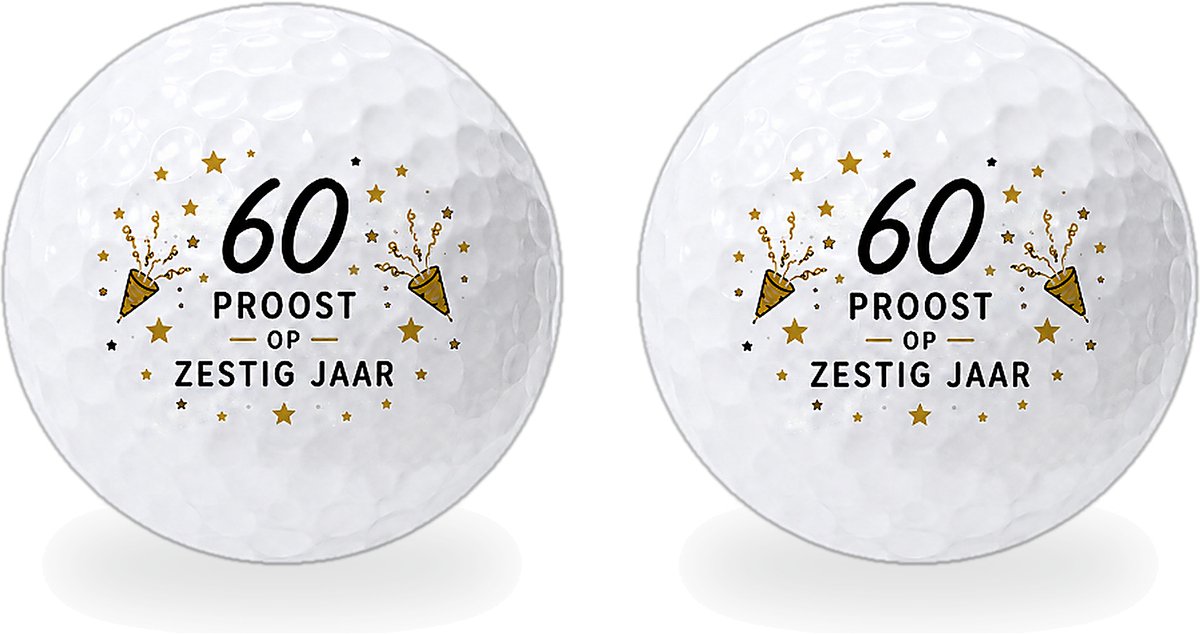 Wilson Golfballen 60 Jaar - Verjaardag Golf Cadeau - 2 stuks - Golfbal met Opdruk