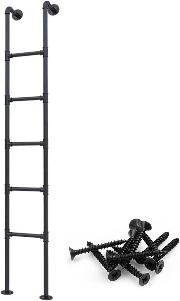 Wandladder Metaal - Hoogslaper ladder - Veilige Toegang Creëren - Stevig Ijzeren Frame - 100-300cm Hoogte - Zwart