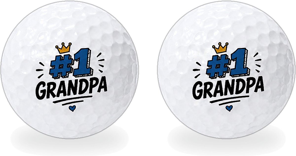 Golfballen Best Grandpa - Opa Golf Cadeau - 2 stuks - Wilson - Bedrukte Golfballen