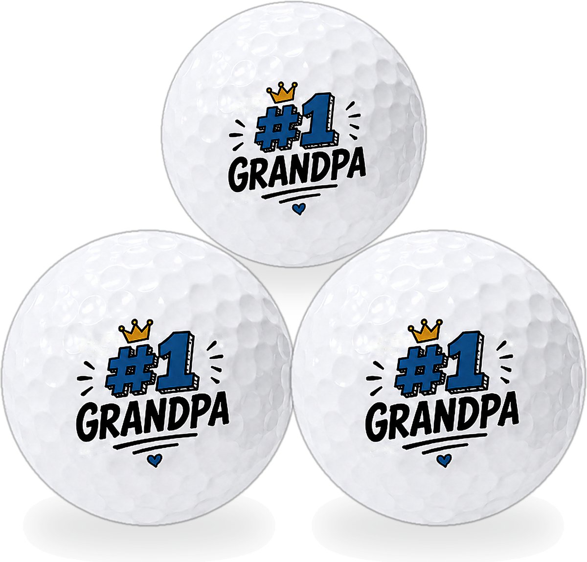 Golfballen Best Grandpa - Opa Golf Cadeau - 3 stuks - Wilson - Bedrukte Golfballen