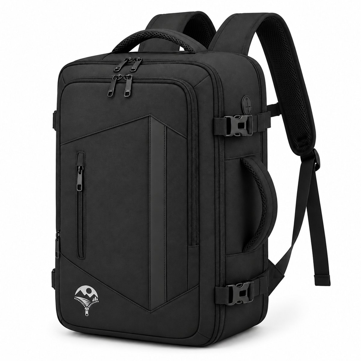 Reisgemak Handbagage Rugzak 40x30x20 cm - Met Laptopvak en Trolleyband - Zwart