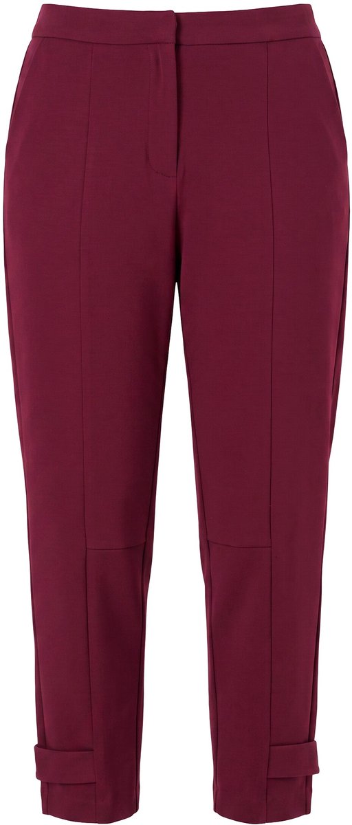 Ulla Popken - Dames - Punto broek siernaad toelopende pijpen - Wijnrood - Maat 46+