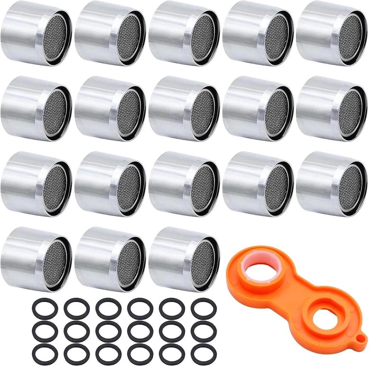 22mm Stainless Steel Faucet Tap Aerator 18 Pieces Internal Thread Replacement Tap Spout Aerator Nozzle Used in Kitchen Bathtub Sink Pressurized Tap