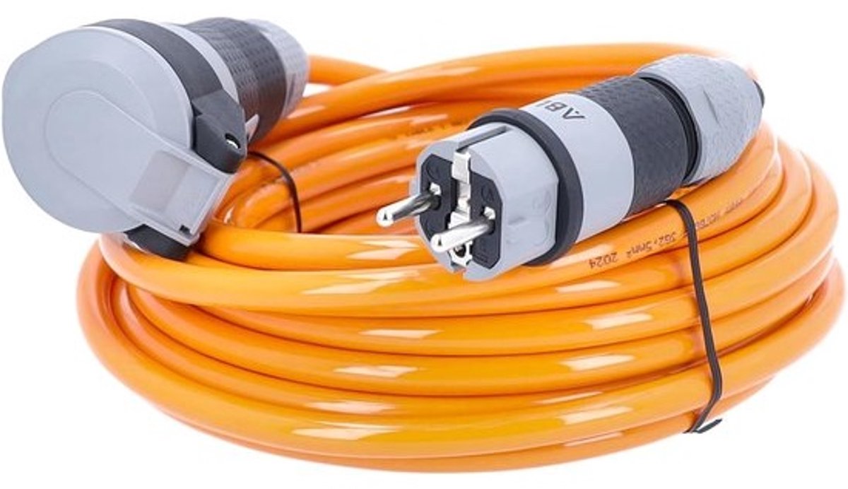 Verlengsnoer - Stroomkabel - Bouwplaats Gebruik - Extreem Robuust - 10 meter - Oranje