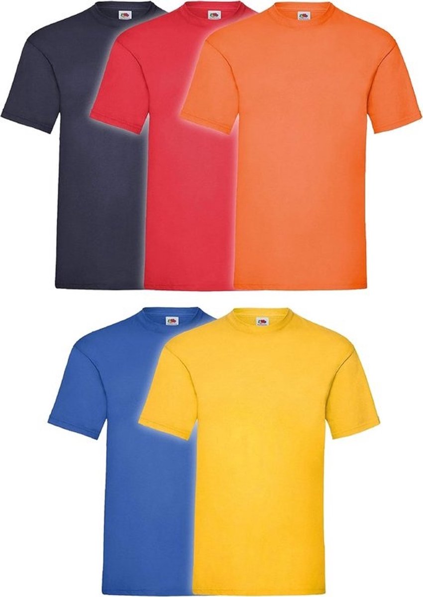 Set van 5 Katoenen T-Shirts voor Heren - Normale Pasvorm - Hoogwaardige Basics