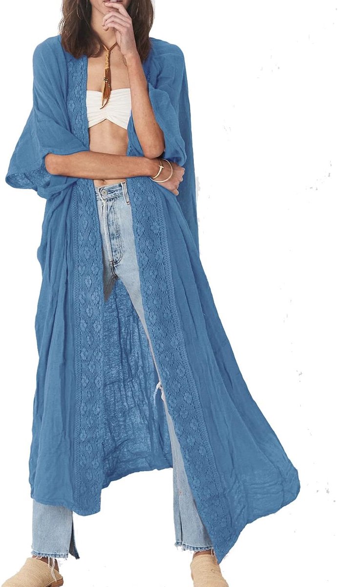 Boho Lange Kimono Maxi Kaftan Jurken Pluse Size Loungewear Bikini Strandgewaden