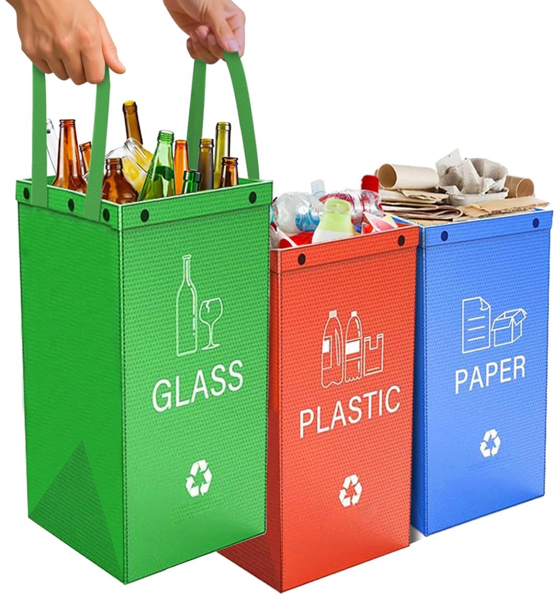 Mülltrennsysteem voor Küche Mülleimer 3 stuks, voor binnen en buiten om te trainen van papier kunststof en glas Pfandflaschen Sammelbehälter Recycling behälter Altpapier-behälter