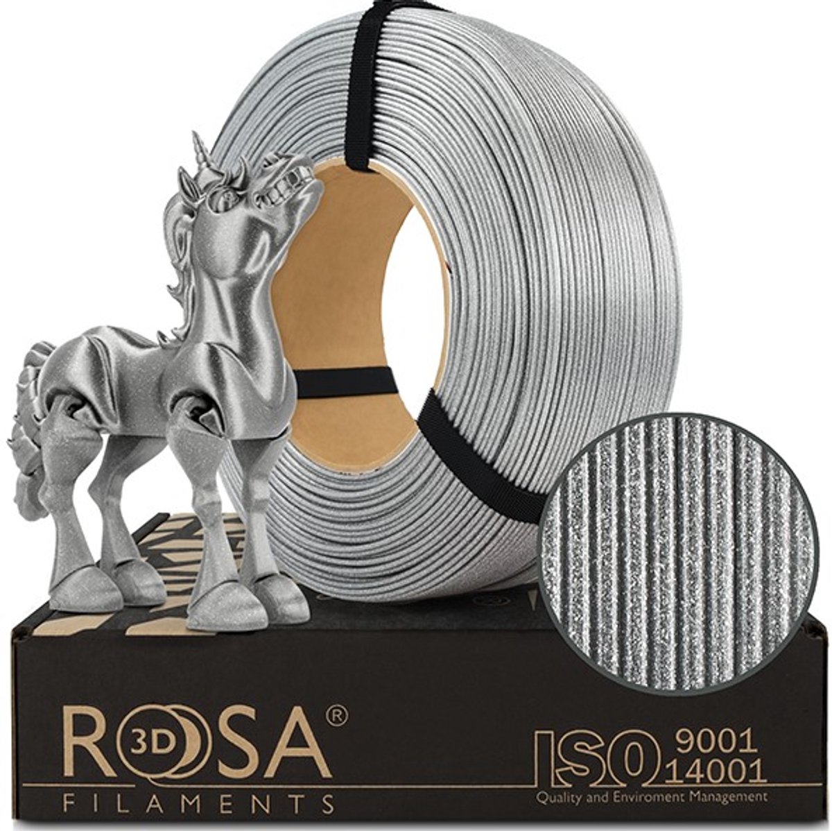 Rosa3D PLA Galaxy Briliant Zilver 1,75 mm 1 kg Refill Filament
