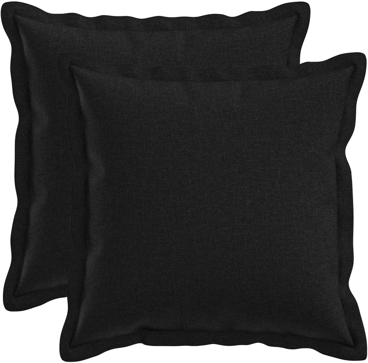 vidaXL Dekenkussen - 2 - st - HOUTEN - Zwart - 30 - x - 30 - cm - Faux - Linnen
