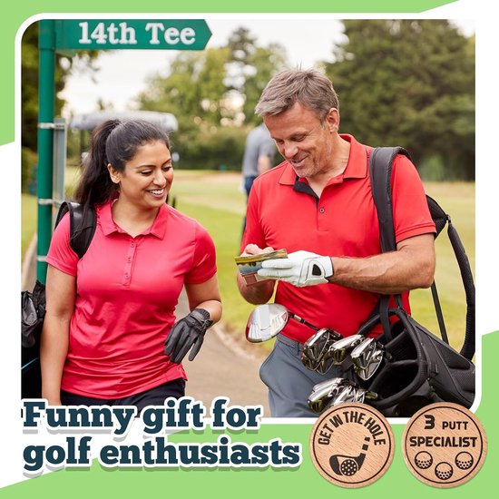18 Stuks Grappige Golfbal Markers voor Hout Golfballen - Perfect voor Putting, Golfcadeau voor Vader en Kerstmis — afbeelding 4
