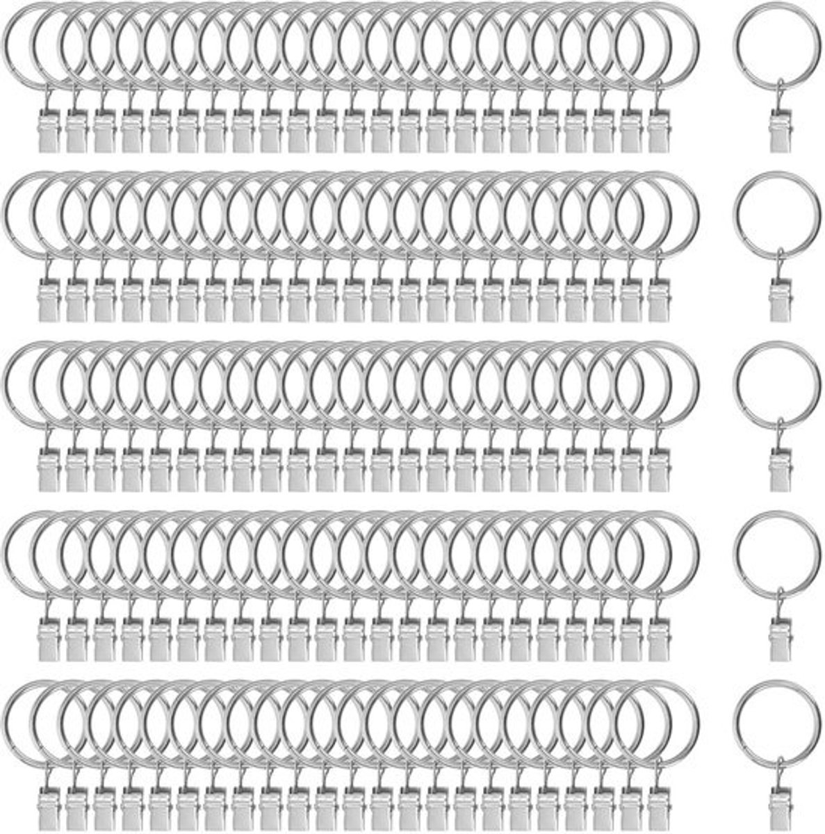 Dailygoods- Gordijnringen 32 mm - Metalen Gordijnringen met Clips
