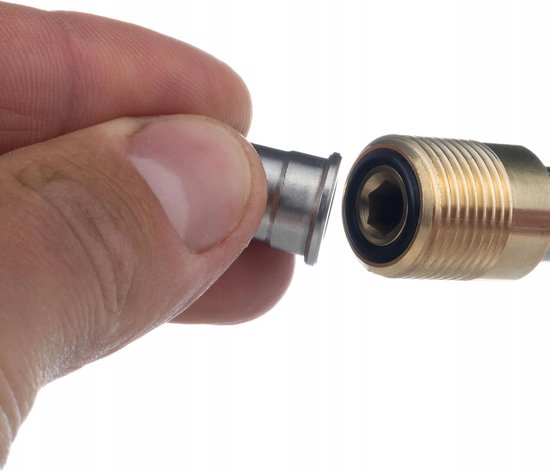 Hogedrukslans M22 90 graden, verwisselbaar platte straalmondstuk, messing hoekstuk, 150 bar, 8 l/min, 60 °C, reserveonderdeel voor hogedrukreiniger Kärcher HD HDS, reiniging van ondervloeren, machines — afbeelding 4