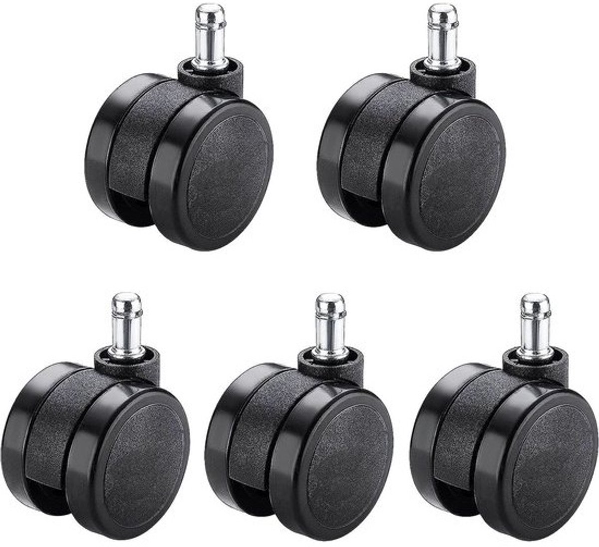 Vervangende Wielen - Stoelwielen Zwenkwielen - Meubels Verplaatsen - Stille Zachte Rol - 60mm Diameter - Zwart