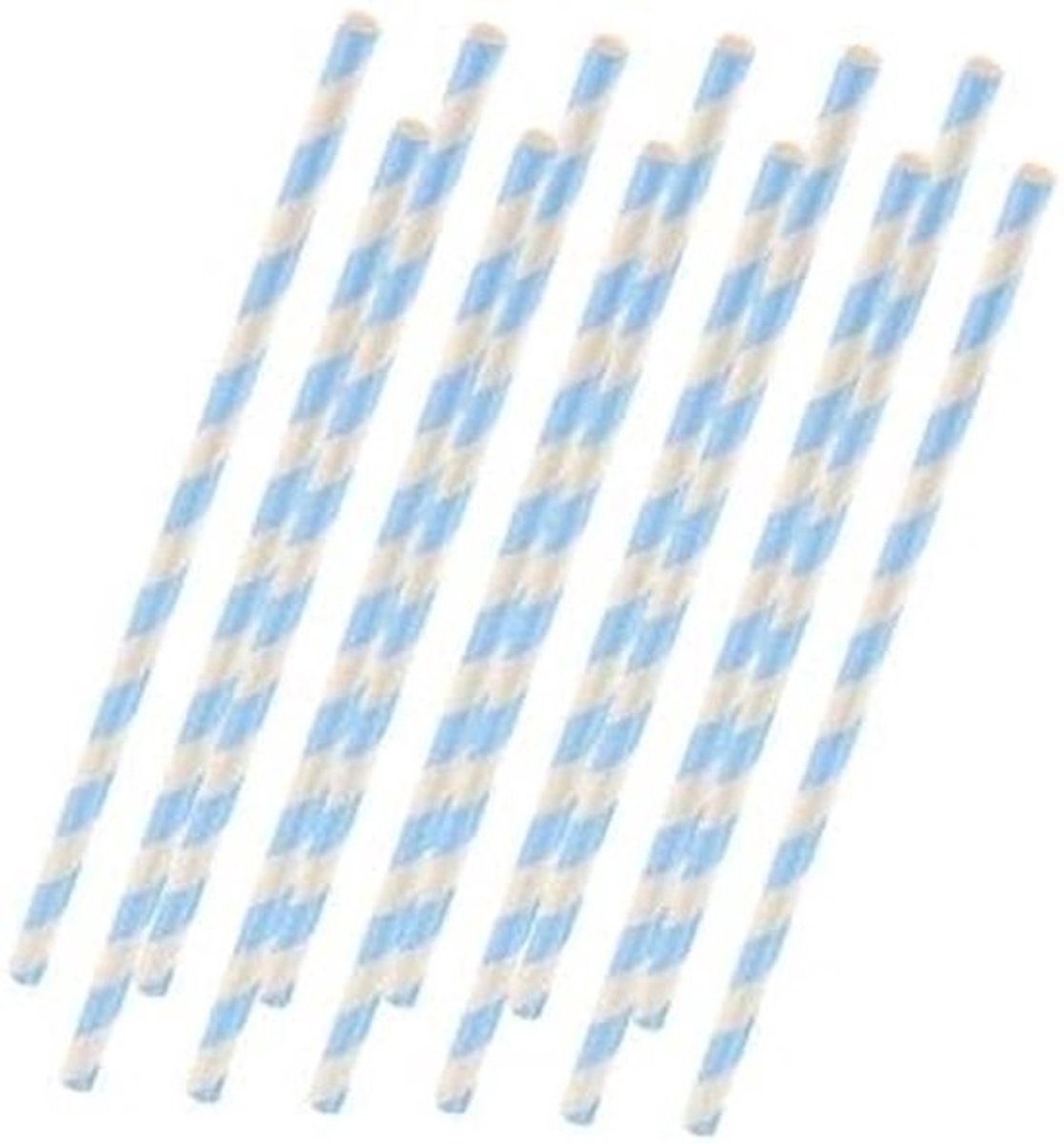 Papieren Rietjes Blauw Wit Gestreept Verpakt 150 Stuks