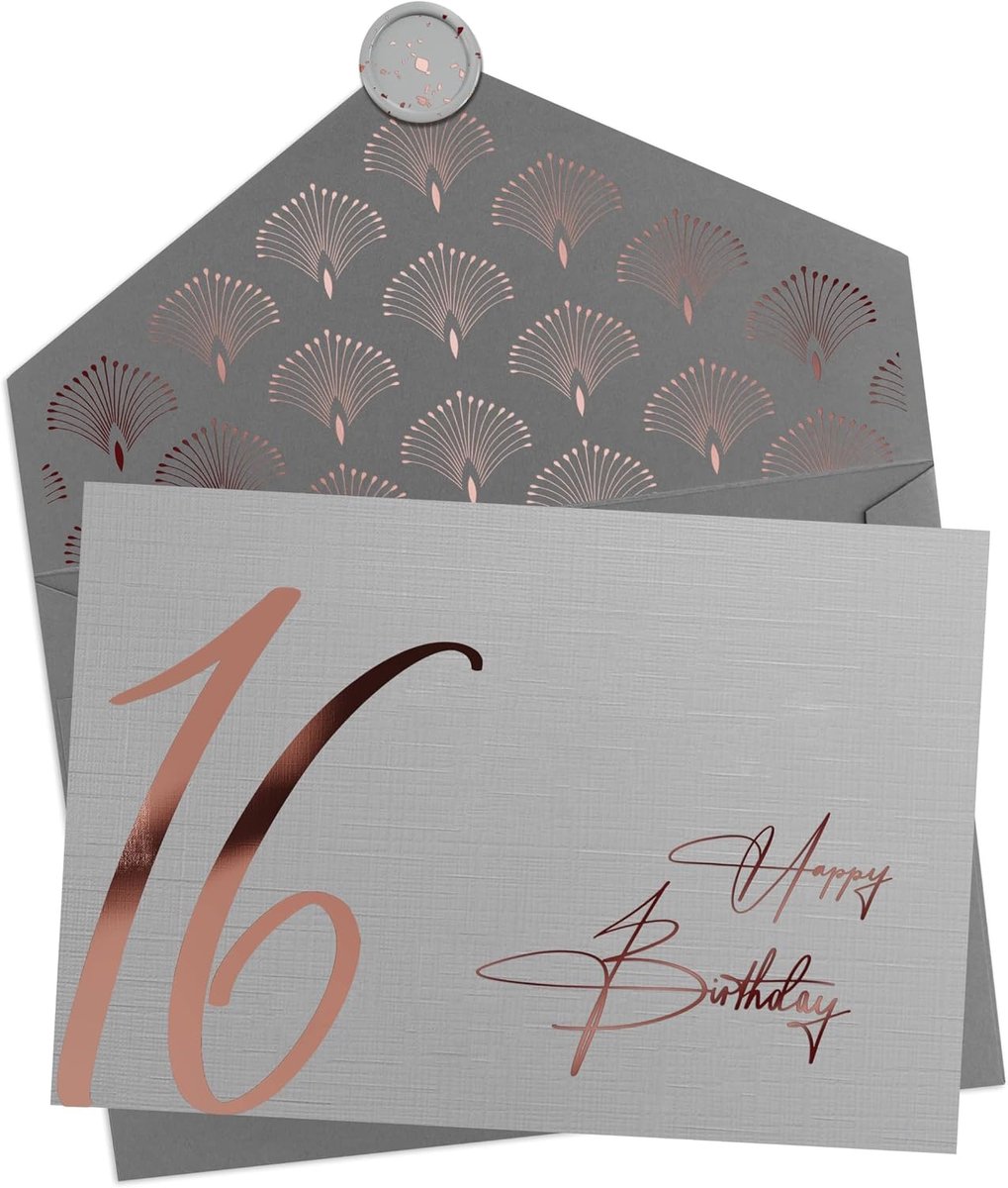 Coon 16 Happy Birthday vouwkaart met envelop en waszegel - verjaardagskaart 16