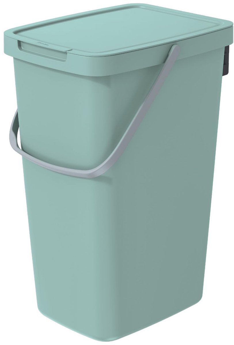 Systema Q Afvalscheidingshouder met deksel en handvat, 20 l, afvalscheiding, afvalsorteercontainer (lichtgroen)