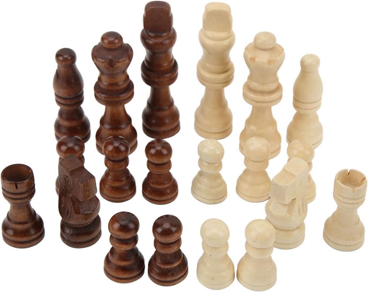32 stuks houten schaakstukken, schaakbouwers met viltstraten, bordspel, houten kriden, bordspellen voor familiebijeenkomsten, picknick, camping