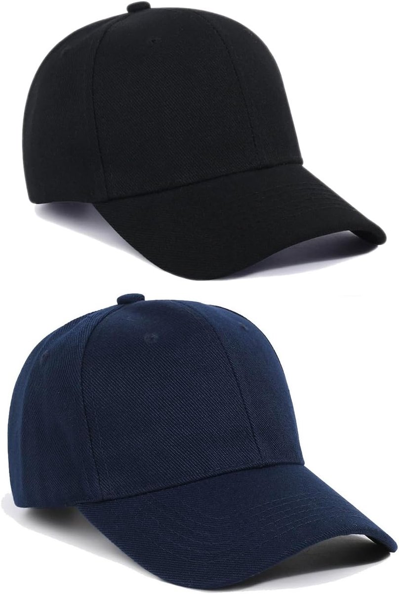2 Pack Polo Style Baseball Cap voor Mannen Vrouwen, Klassieke Casual Zomer Strand Zonnekap Buitensporten Papa Caps Effen Zwart Navy Heren Vizier Hoeden voor Reizen Hip Hop Golf