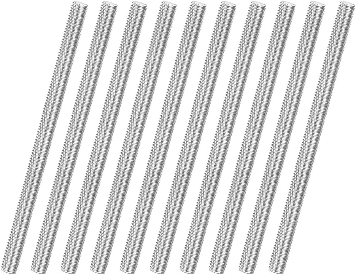METERXITY 10 stuks complete draadstangen, M6 x 100 mm, 304 roestvrij staal, rechtse schroefdraad, stangbouten voor ankerbouten/sloten/U-beugel, metrische schroefdraadschroef