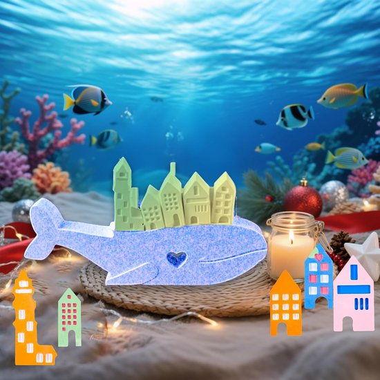 gietvorm huis siliconen mal vis met hart siliconen huizen gipsvorm kaarsvorm voor het gieten huis zeepvorm vis epoxyhars mallen huizen harsmal kaarsen gietvorm — afbeelding 3