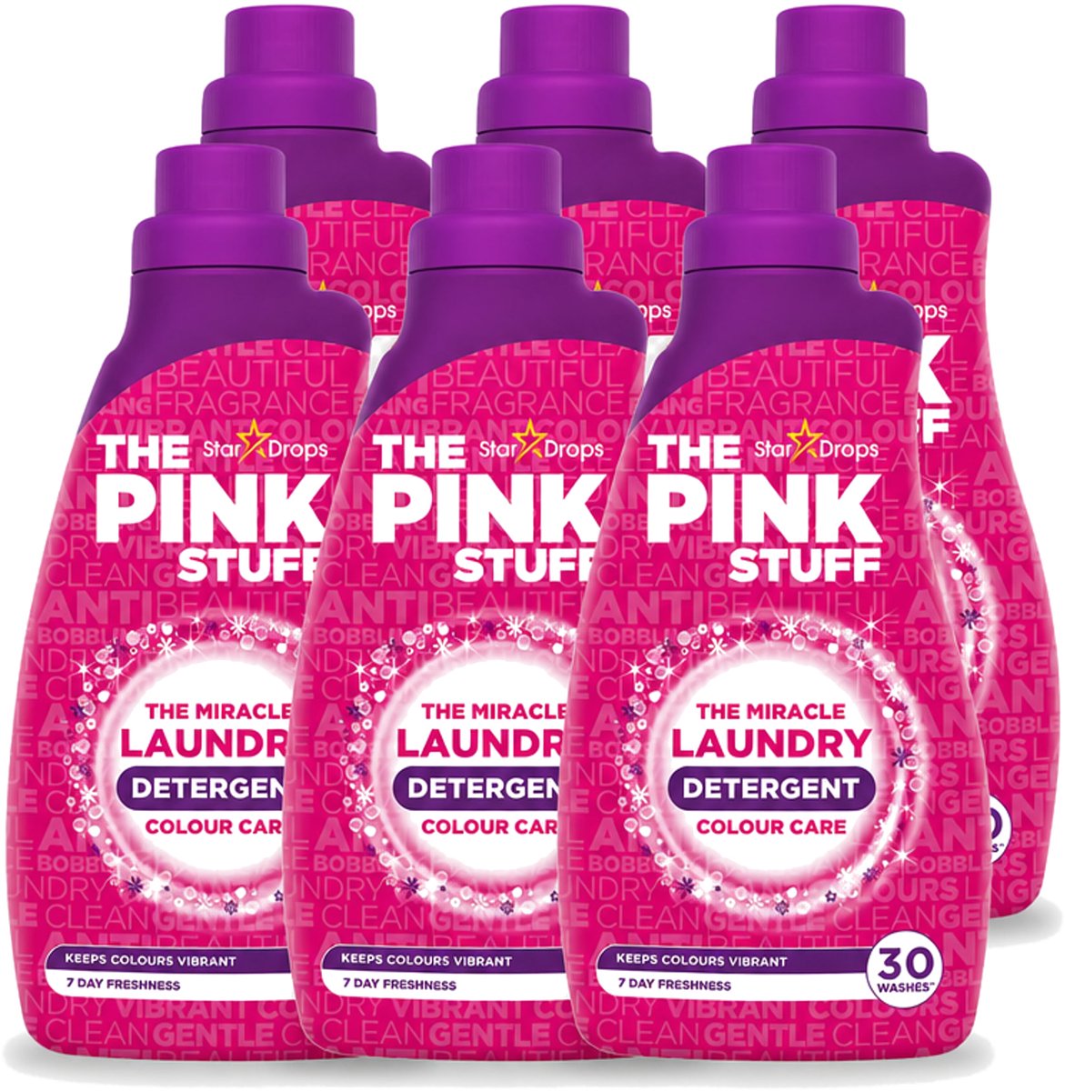 6 x The Pink Stuff - Wasgel - Gekleurde was - Wasmiddel - 30 Wasbeurten - 960ml - Voordeelverpakking - 6 stuks