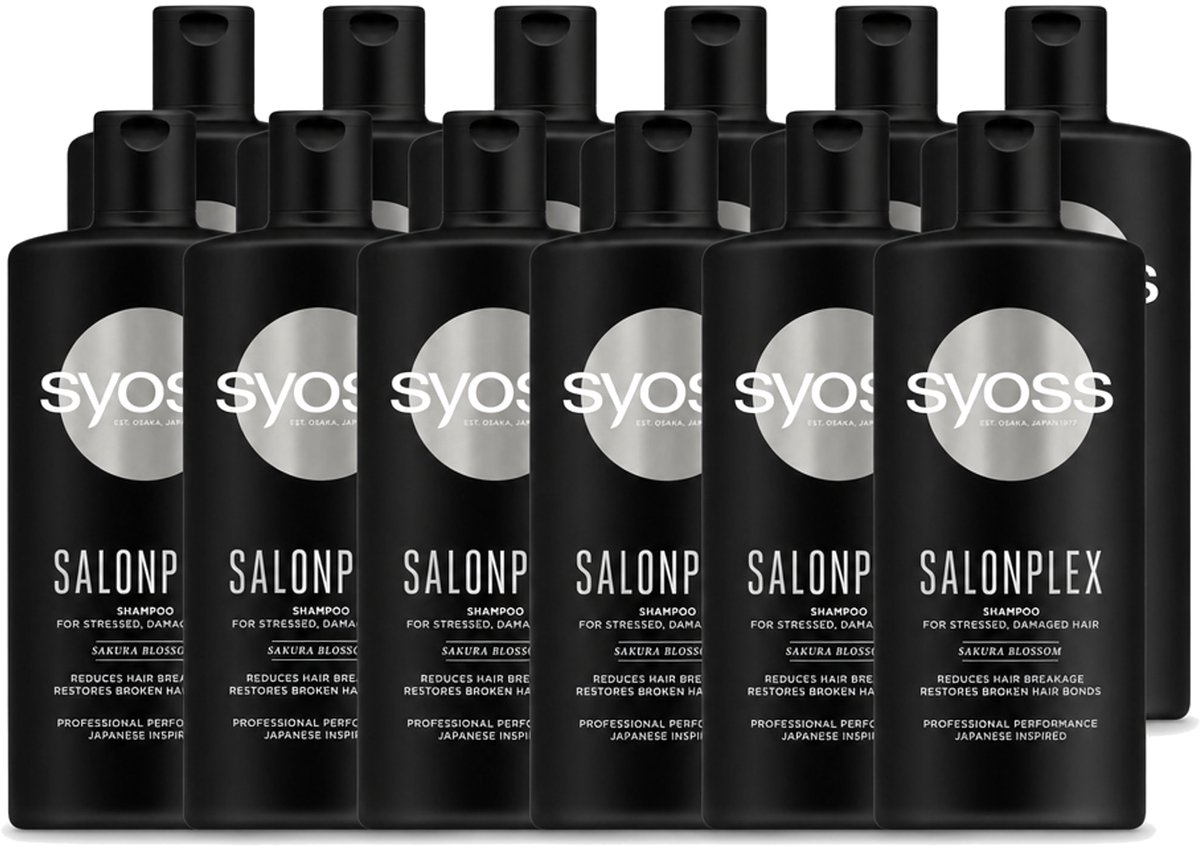12 x Syoss Salonplex Shampoo - Shampoo - Bescherming - 440 ml - Voordeelverpakking - 12 stuks