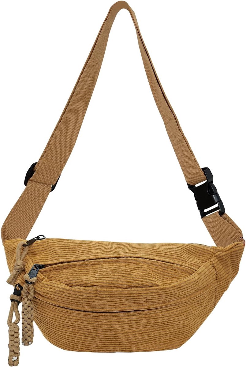 Dailygoods- Heuptas met 3 zakken - Verstelbare heuptas - Sportieve heuptas - Heuptas dames/heren - Heuptas voor jongens - Lichtgewicht corduroy