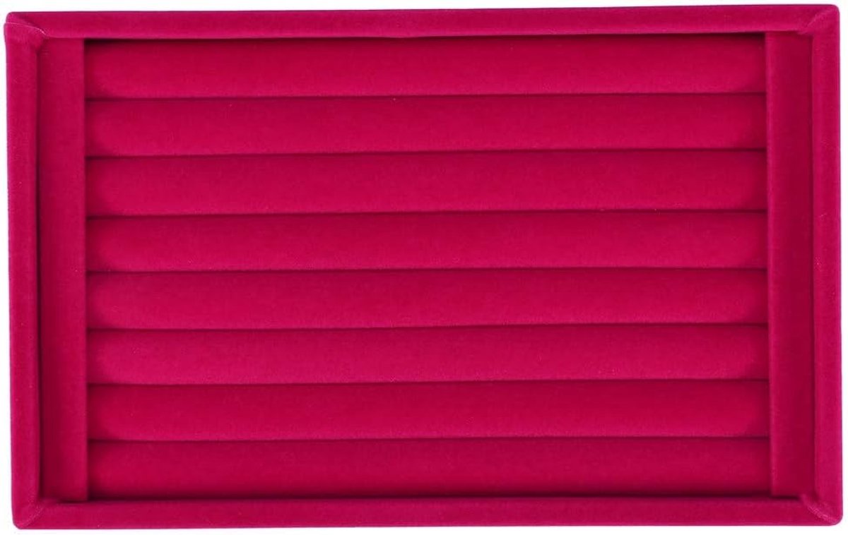 Dailygoods- Sieradenhouder met Flanellen Oppervlak - Ringdisplay - Juwelen Organizer - 7 Vakken - Voor 50-70 Ringen - Houtmateriaal Beschermt tegen Sl