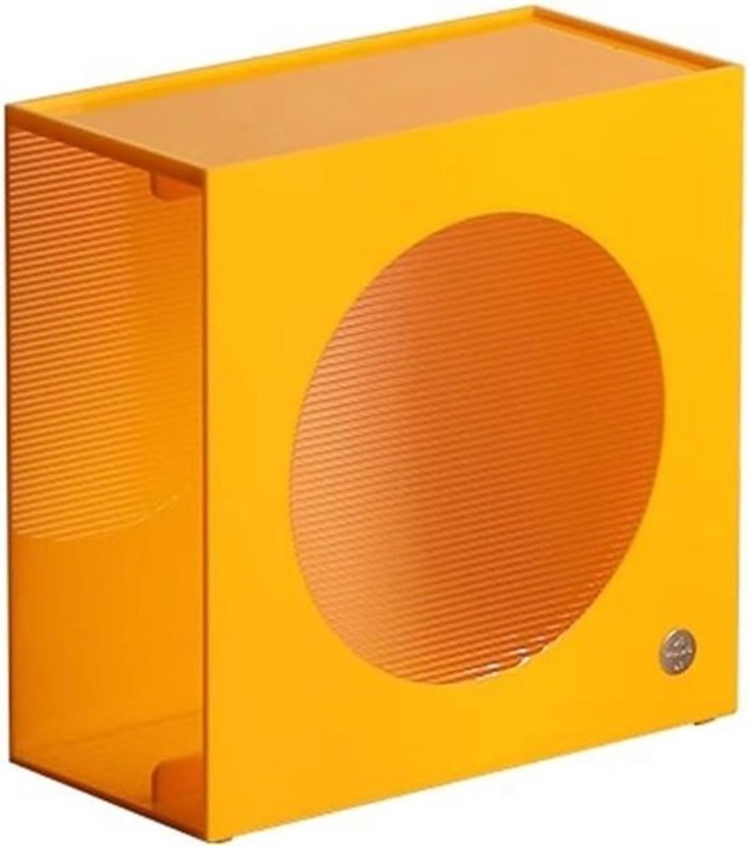 Opbergrek Vinylplaten - Platenhouder Acryl - Muziek Collectie Organiseren - Streeppaneel Ontwerp - 34x16.4x34 cm - Geel