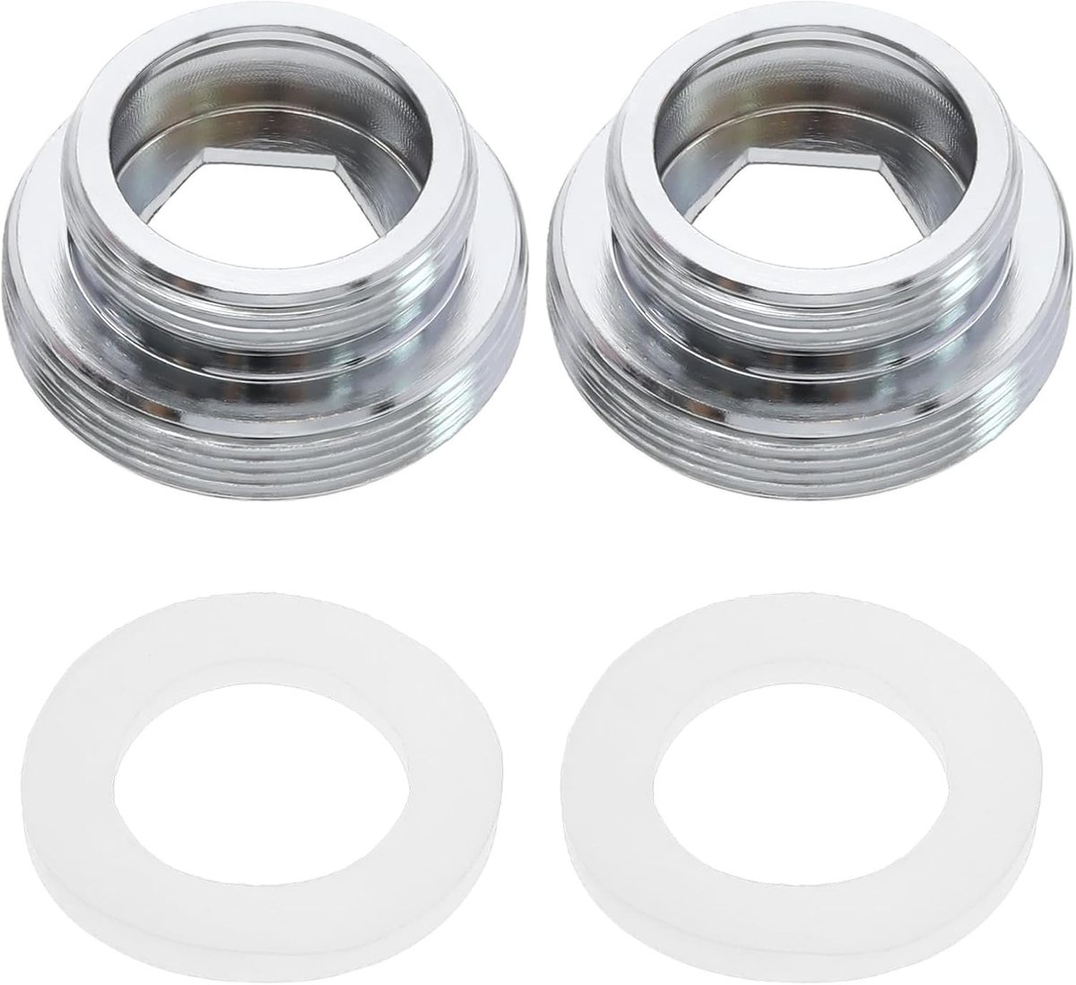 Dailygoods - M22 naar M28 Adapter - 2 Stuks - Koper Zilver - Tap Connector - Hoogwaardige Kranen - Geschikt voor Wasmachines - 2 Adapters