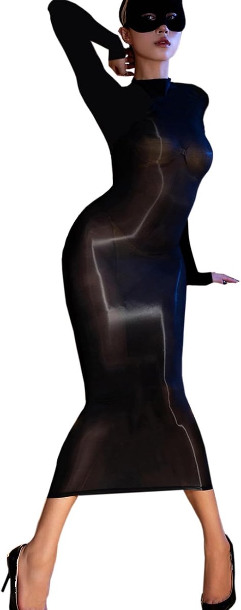 Glanzende olie kousen sexy vrouwen lingerie nylon bodystocking transparante jurken