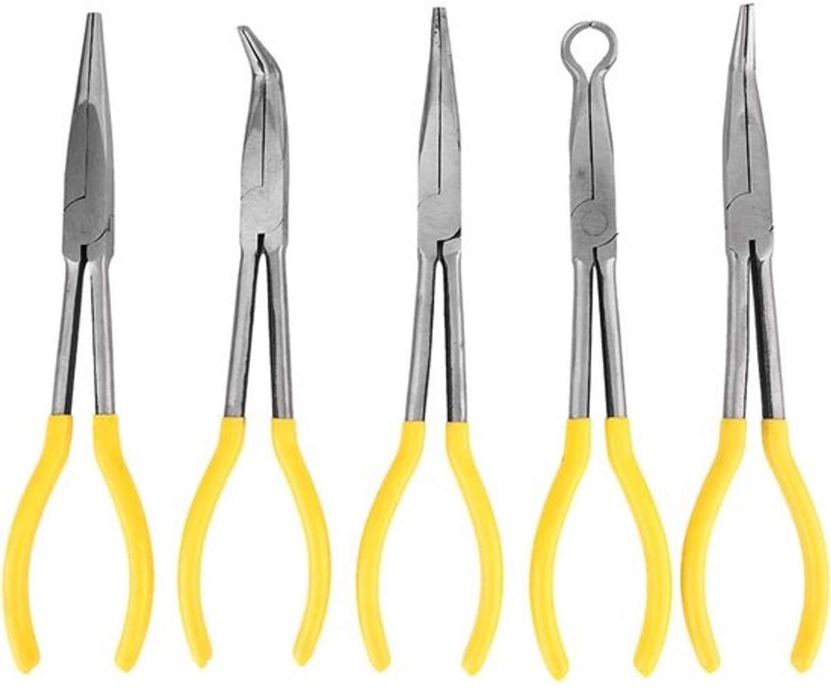 Tangenset 5 Delig - Lange Punttangen - Klusjes en Reparatie - Duurzaam Koolstofstaal - 28 cm Lengte - Niet gespecificeerd