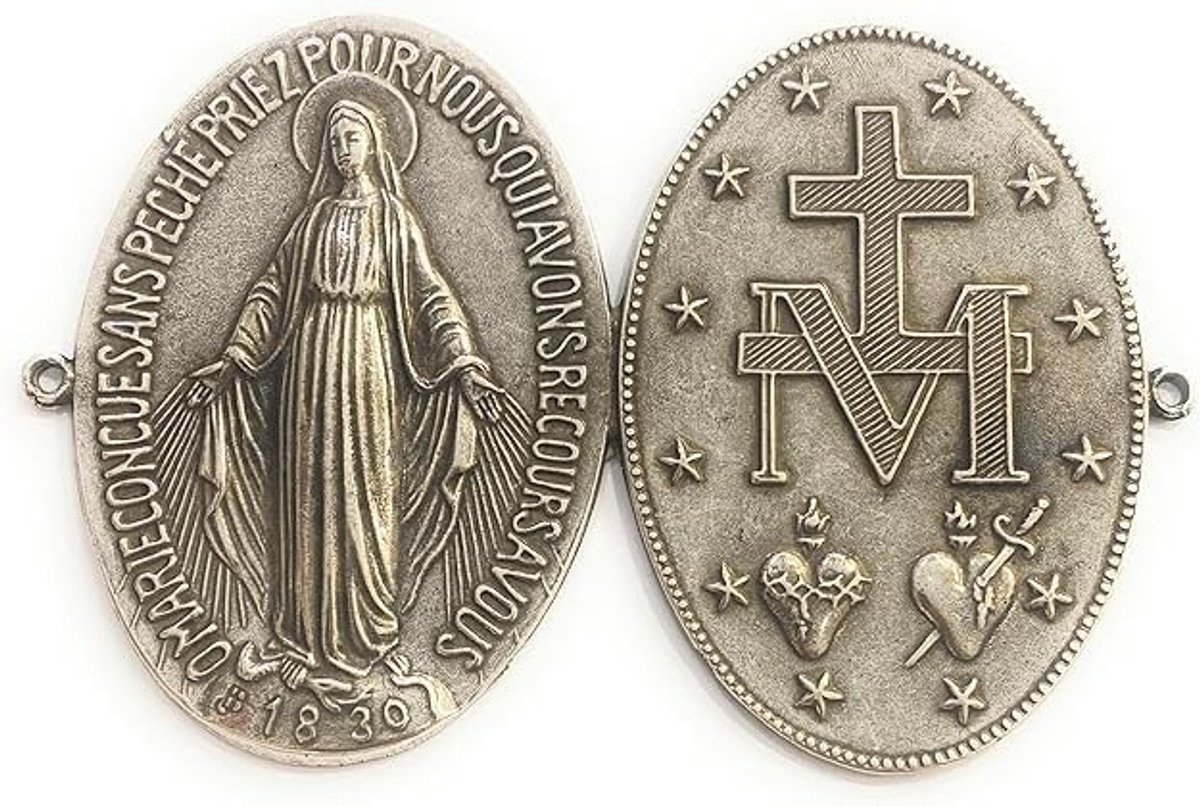 Medaillon van de poort van de wonderbaarlijke maagd, metaal