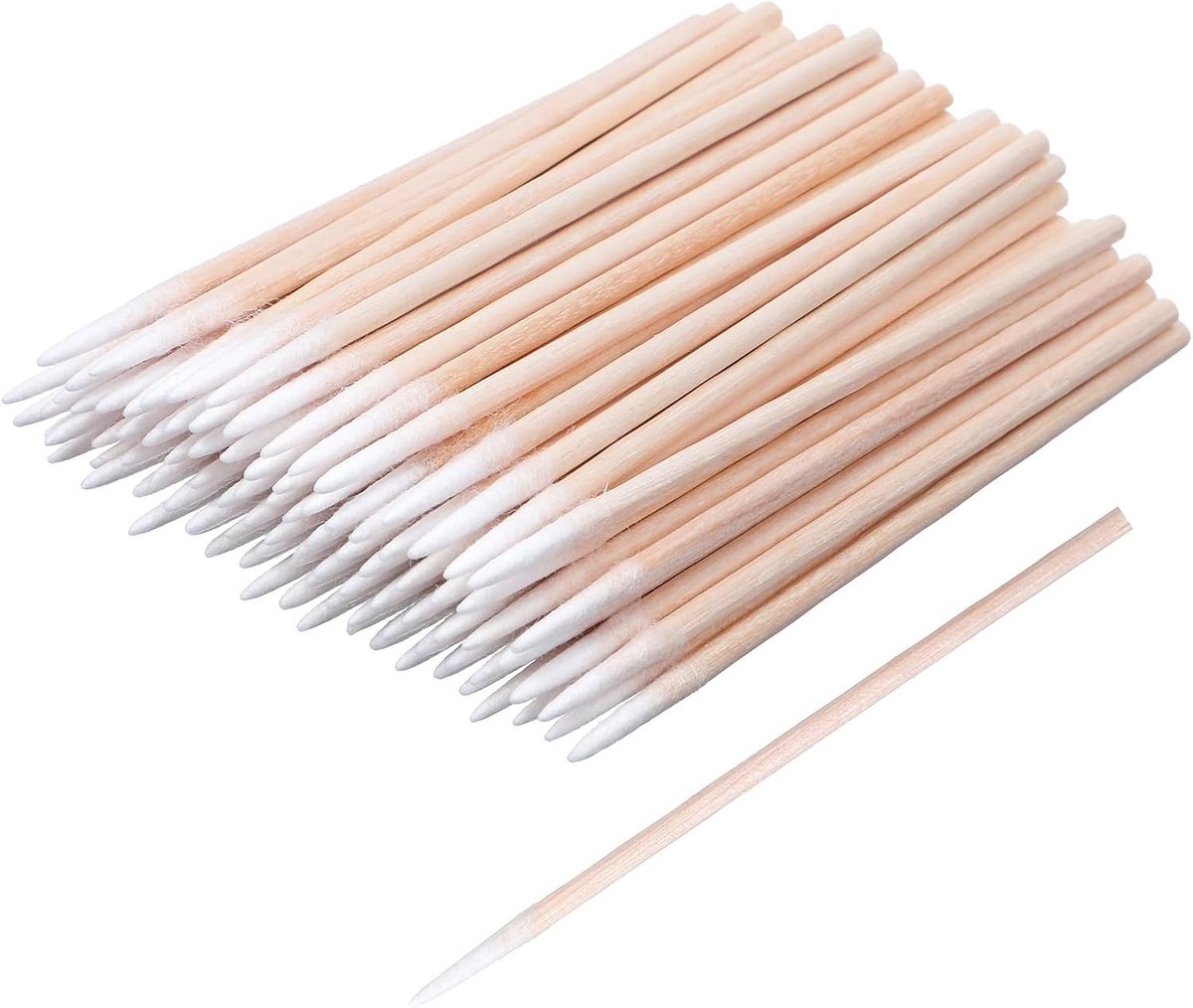 600 Stuks Precisie Microblading Wattenstaafjes - Houten Handvat, Puntige Tips voor Wenkbrauwmake-up en Nagelreiniging