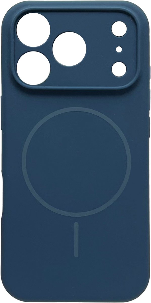 Casemania Hoesje Geschikt voor Apple iPhone 18 Pro - Donker Blauw - Zachte Liquid Siliconen Magnetisch Back Cover Case - Geschikt voor MagSafe - Telefoonhoesje met Camera Bescherming
