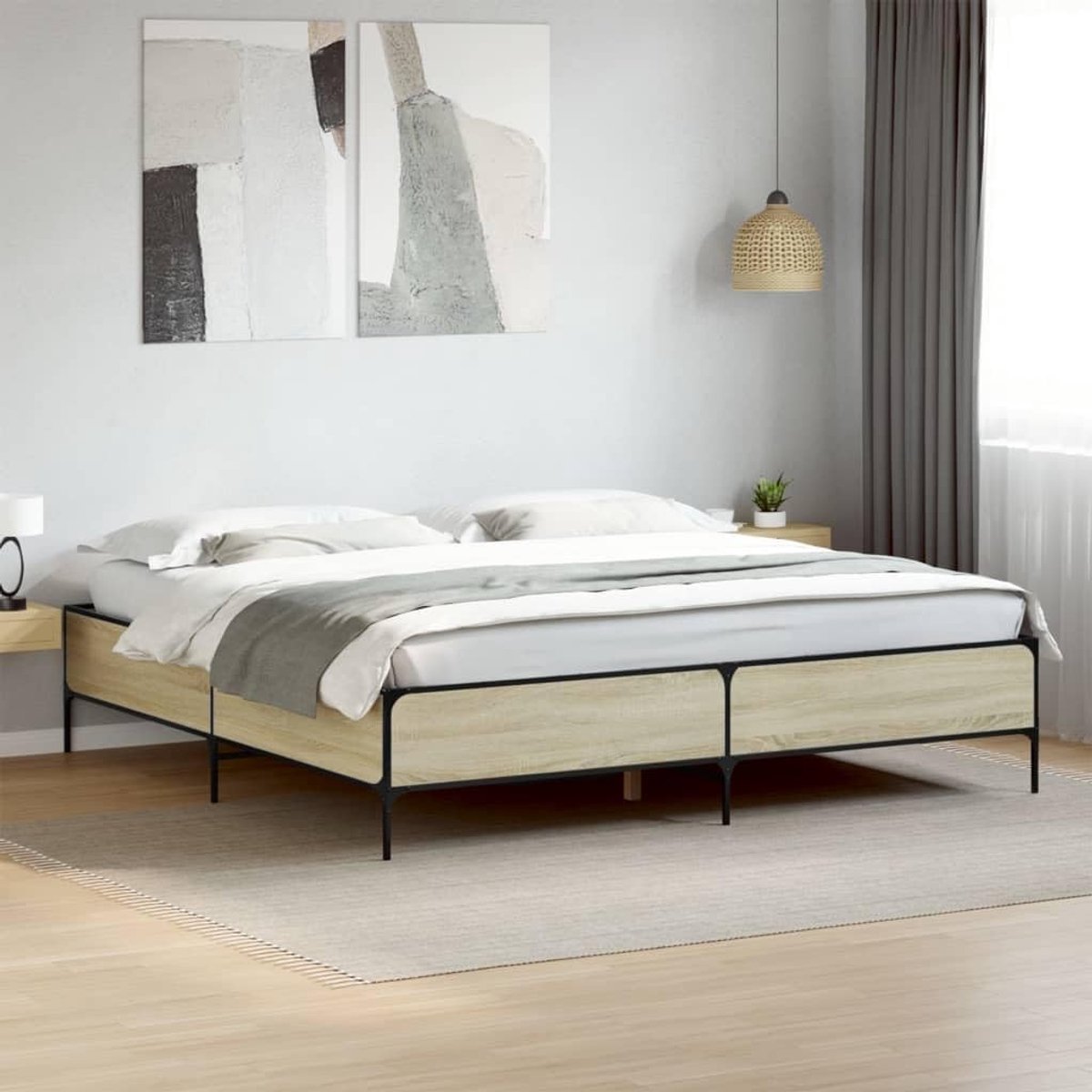 hout Metalen poten Lattenbodem Sonoma eiken 180x200 cm