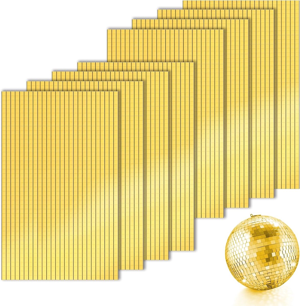 14400 Stuks Spiegelmozaïek Zelfklevend Mini-discobal Plakstrips Spiegeltegels Zelfklevend Voor DIY-discoparty Discobal Knutselen Decoratie (5 × 5 mm Goud)