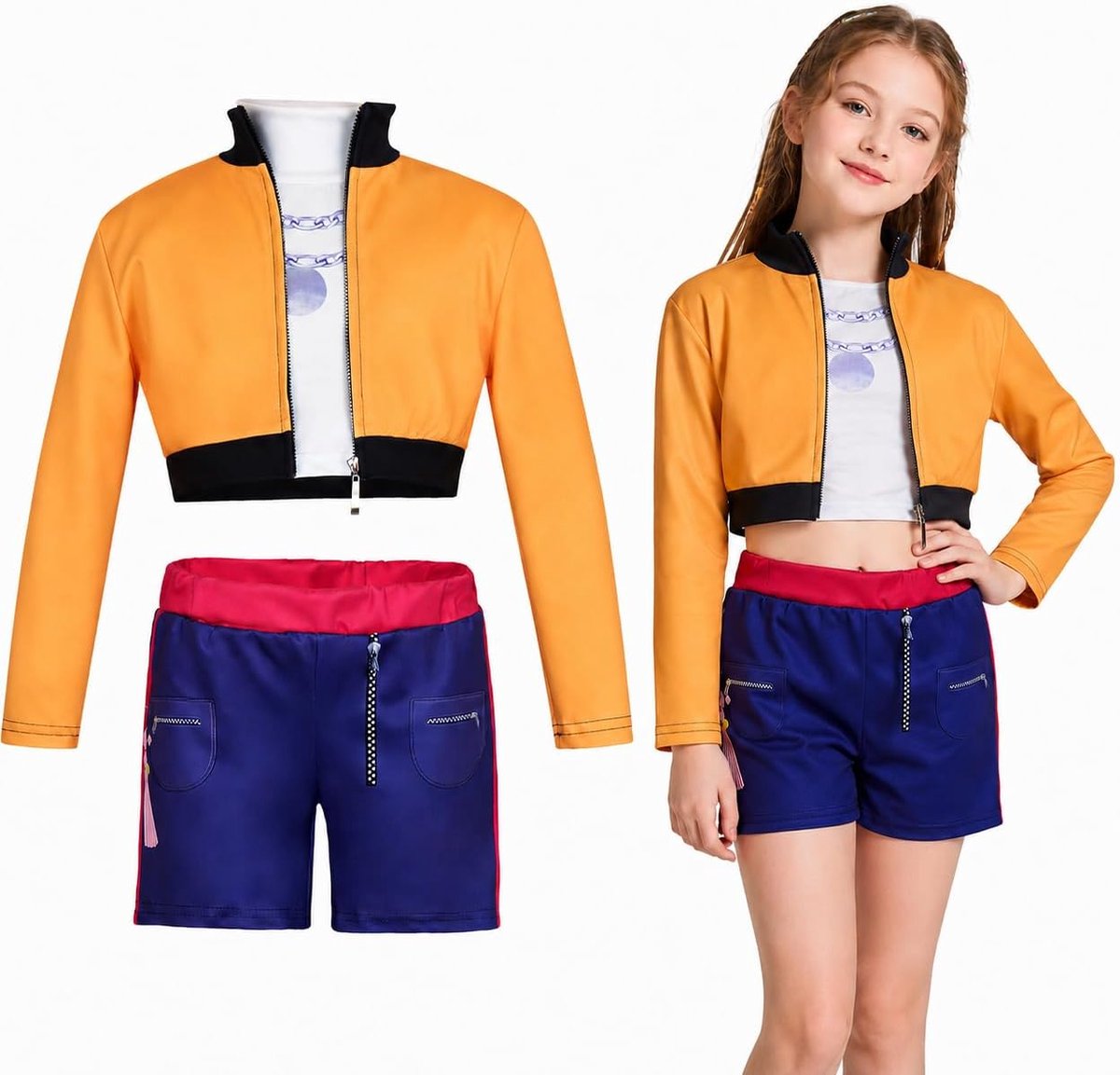 Cosplay-set met jas, 2-delige set jas en shorts