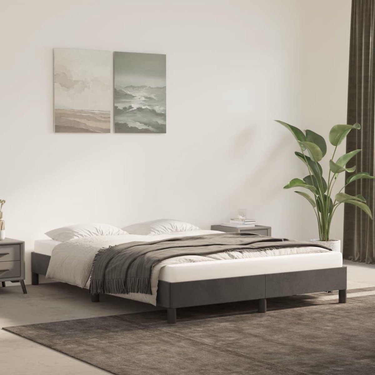 zonder matras 140x200 cm fluweel donkergrijs stevig podium met lattenbodem stabiel slaapkamerbedframe luxe design zachte fluwelen stof slaapkamer meubel onderstel