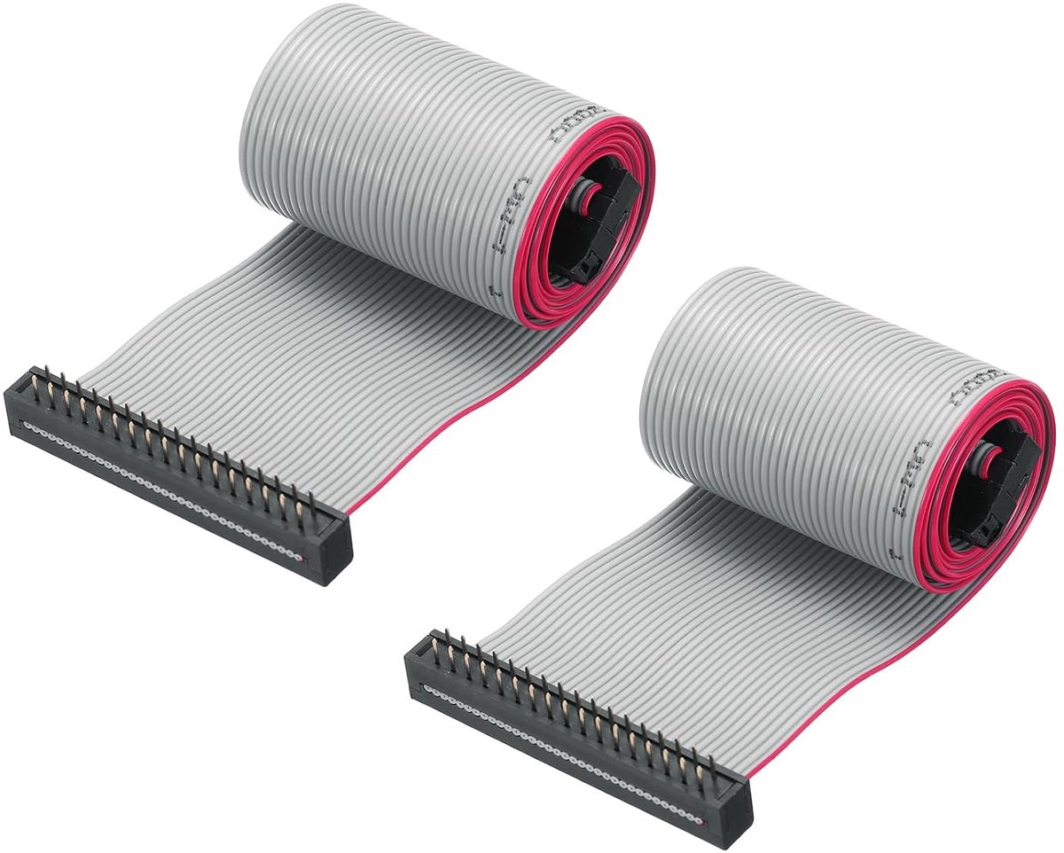 Platte lintkabel IDC, FC/FD-stekker, type A, 34-polig, 2,54 mm, lengte 0,5 m, grijs, 2 stuks