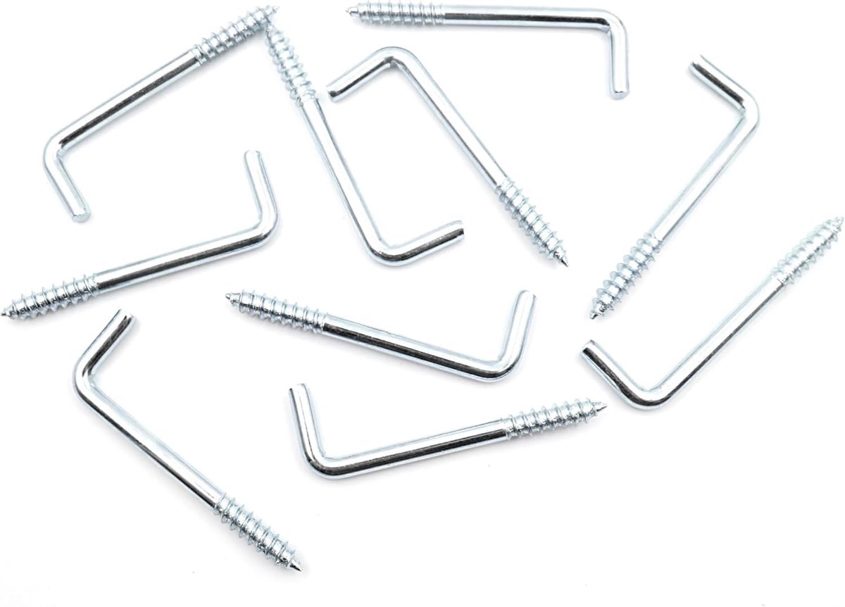 Dailygoods - 10 Stuks Verzinkte Rechte Schroefhaken met Schroefdraad