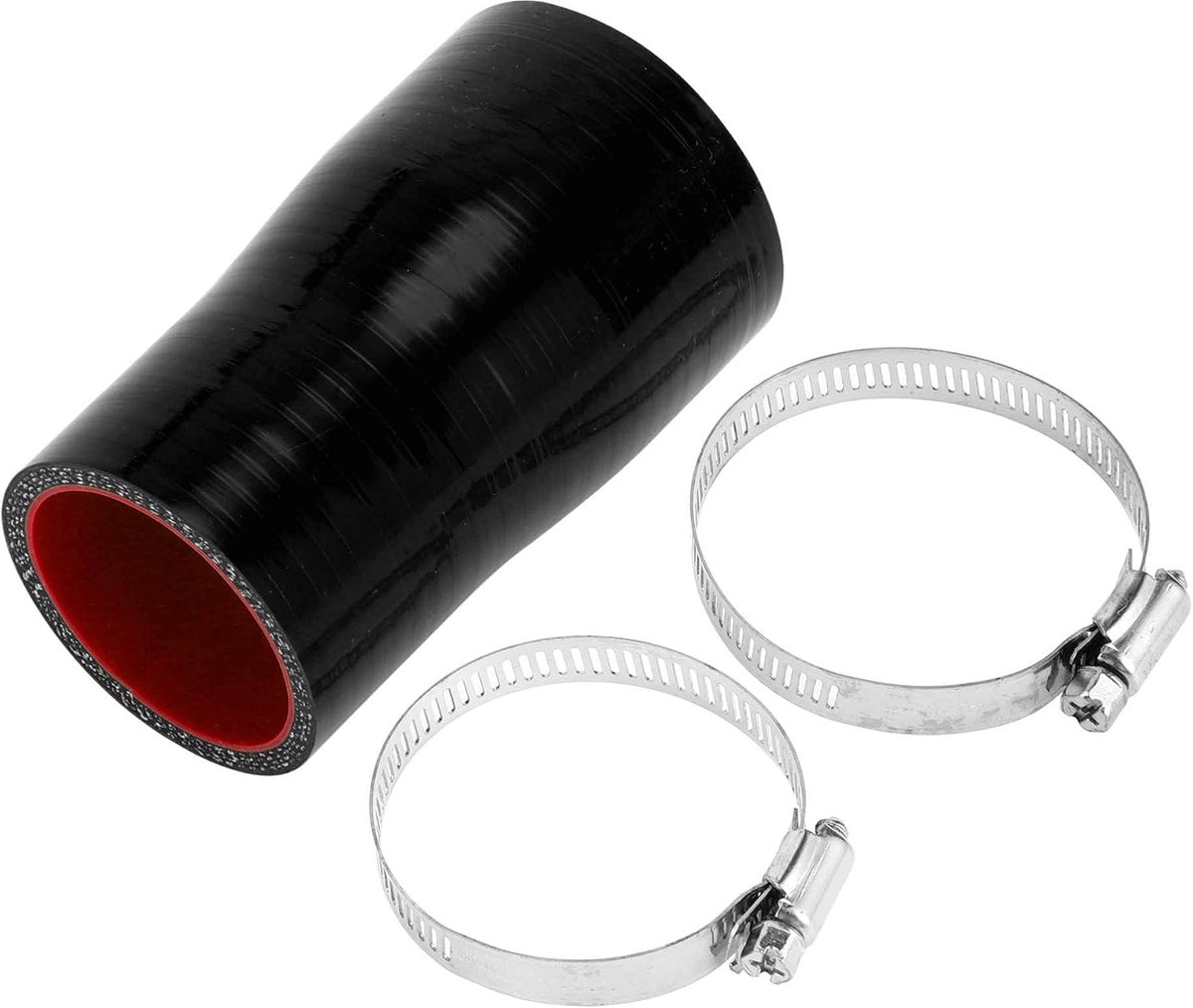 Dailygoods- Koelslang Siliconen - Zwart/Rood - Binnendiameter 45/51 mm - Lengte 100 mm - Temperatuur 300 °C - Meerlaags Weefsel - Siliconenslang