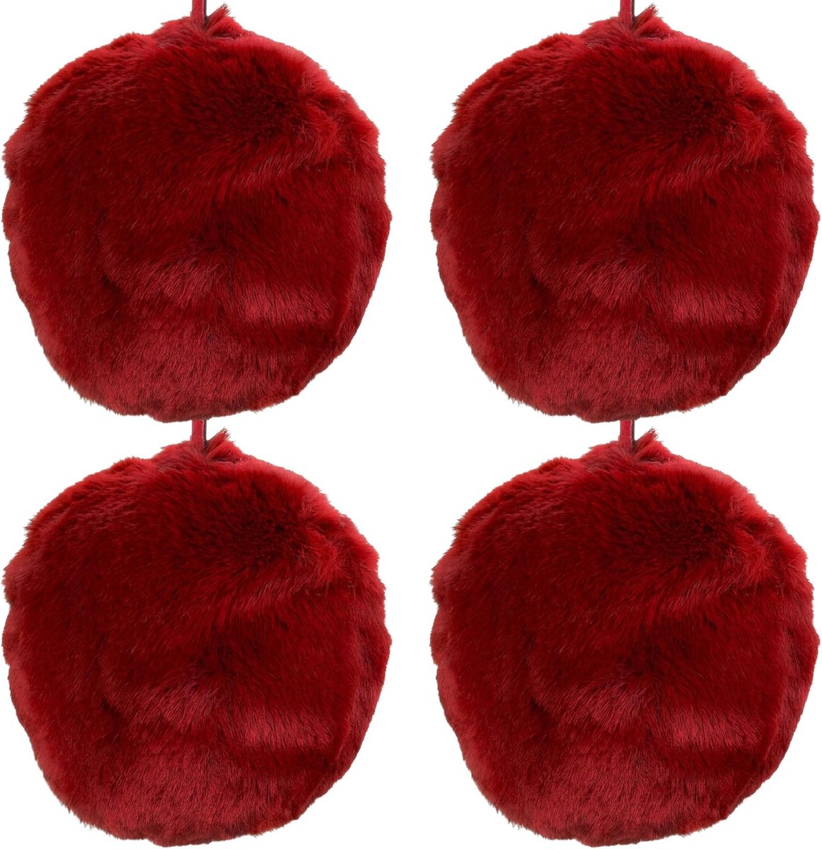 Dailygoods- Kerstballen Set van 4 - Pluche Decoratieve Ballen - 7 cm - Bordeauxrood - Zachte Versiering - Stijlvolle Winterdecoratie - Kerstdecoratie