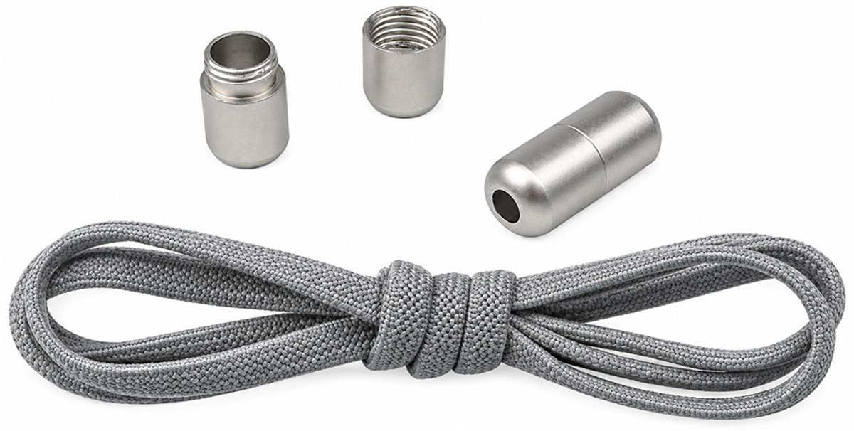 Hypedpair Elastische Veters Met Metalen Draaisluitinge - Niet Meer Strikken! - Grijs - Schoenveters - 2 stuks - Laces - Platte Veter