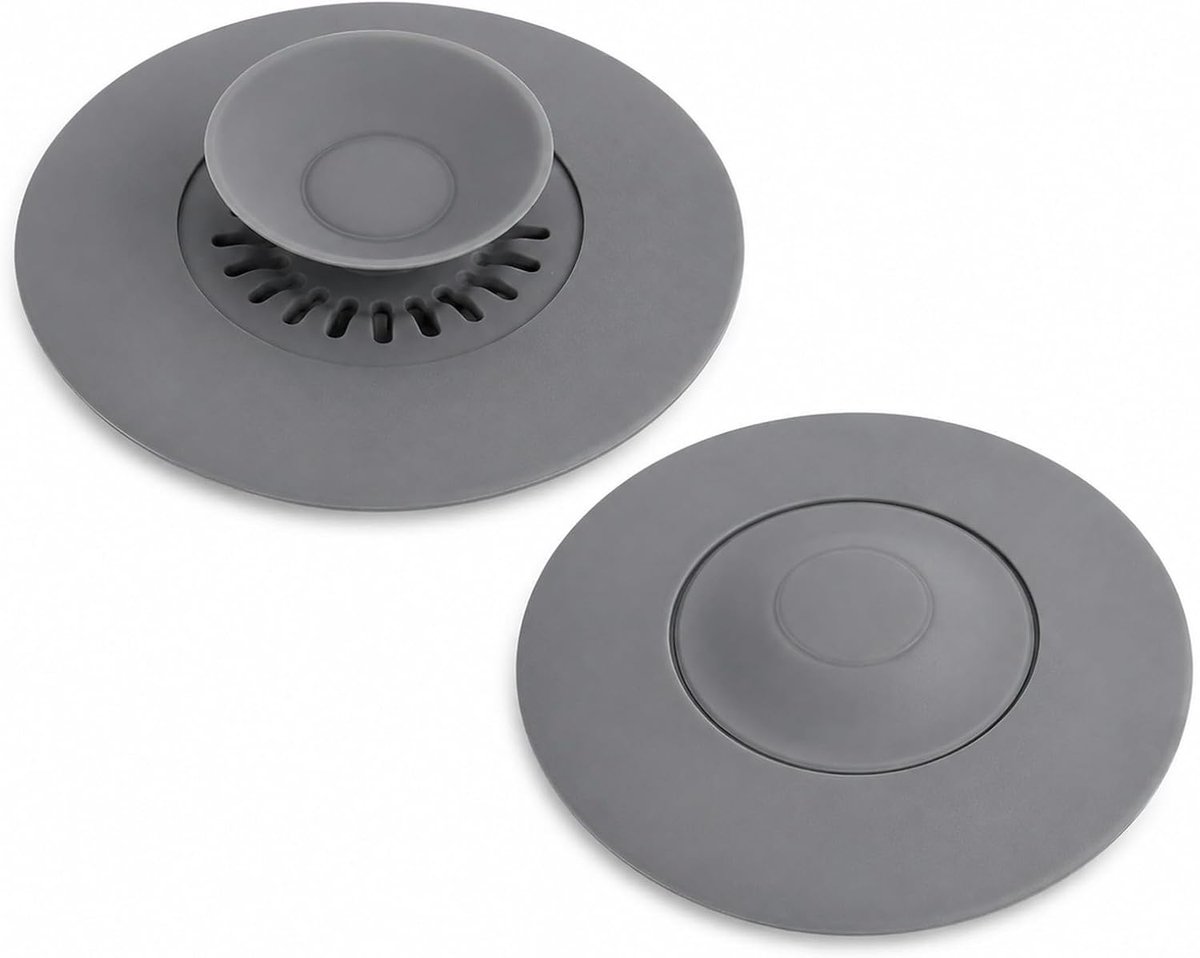 Afvoerstoppen 2 stuks Ø 10,9 cm - flexibele siliconen - zeeffunctie - ideaal voor wastafel en bad - ShopVlot