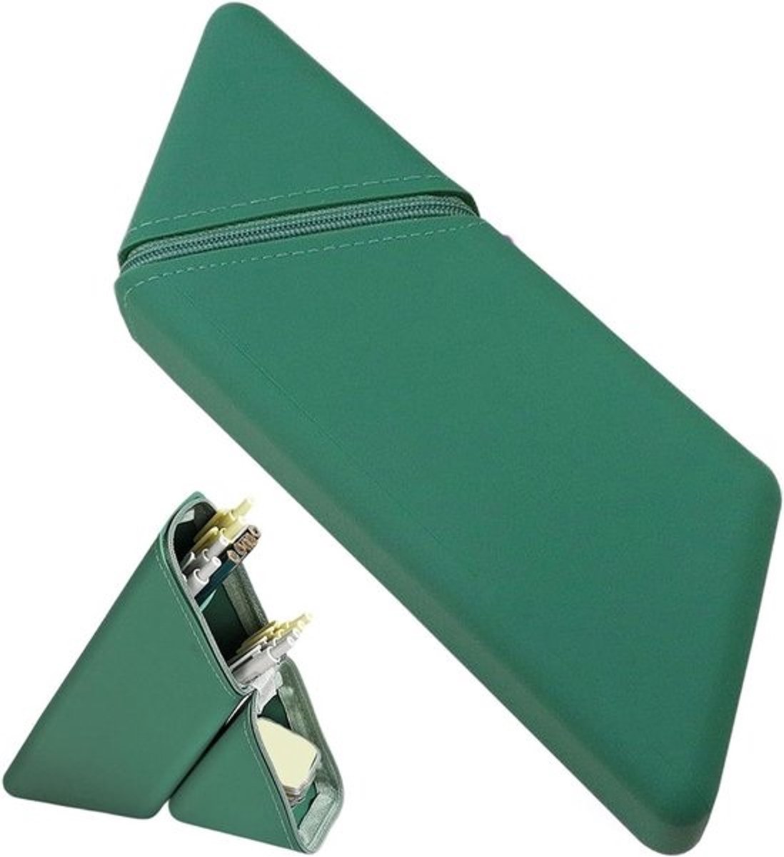 Pennenhouder Bureau - Pennenetui Opbergbakje - Bureau Organisatie - Magneetsluitsysteem - 21 x 7 x 5.5 cm - Groen