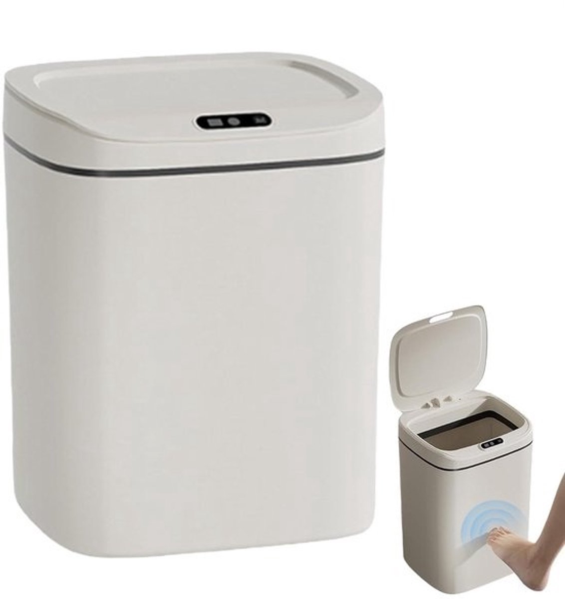 Intelligente Prullenbak - Slimme Vuilnisbak - Hygiënisch Afval Verwerken - Contactloos Openen - 12 Liter - Wit