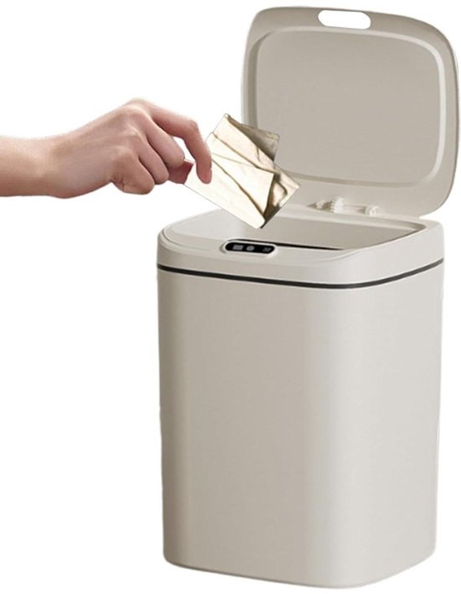 Slimme Prullenbak - Vuilnisbak Sensor - Hygiënisch Afval Beheer - Contactloze Opening - 12 Liter - Wit