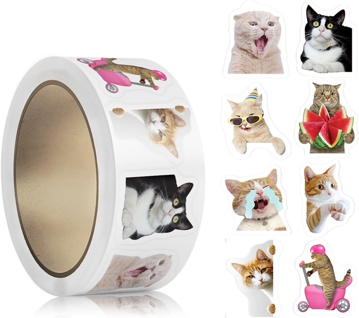 500 Stuks Schattige Katten Stickers - Zelfklevende Dierenlabels voor Kinderen, Perfect voor Beloningen, Scrapbooking en Creatieve Decoratie