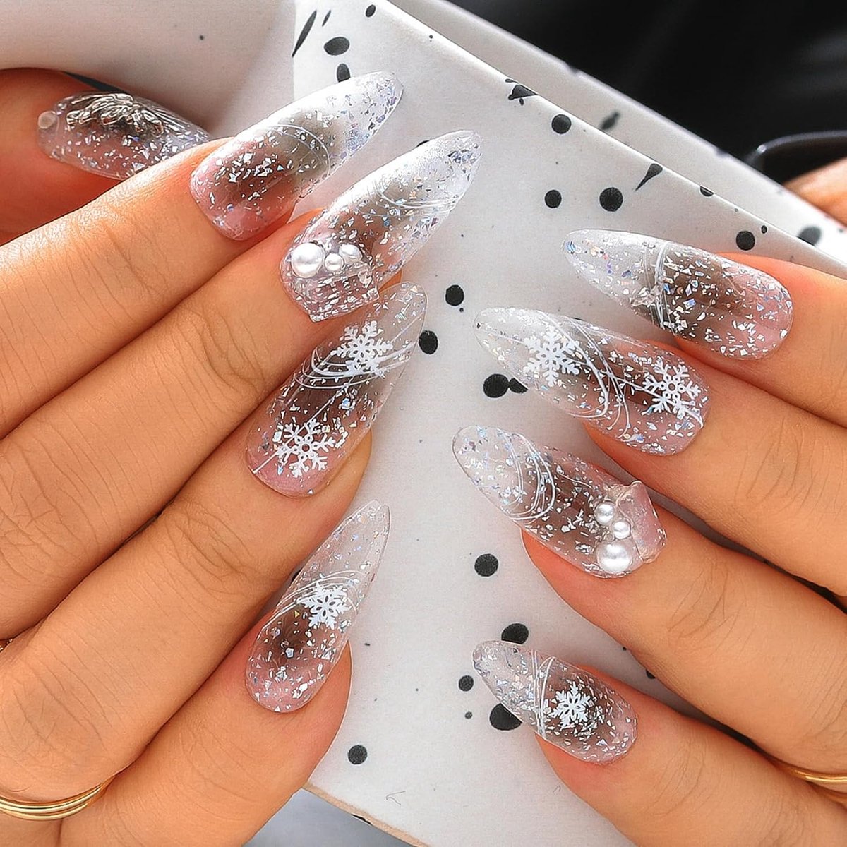 10 stuks lange stiletto ronde nagel om in te drukken, handgemaakt, zilver, kleurverloop, kunstnagels, vlinder, 3D, kunstnagels, metaal, salon, stick op nagels, 10 stuks (3)